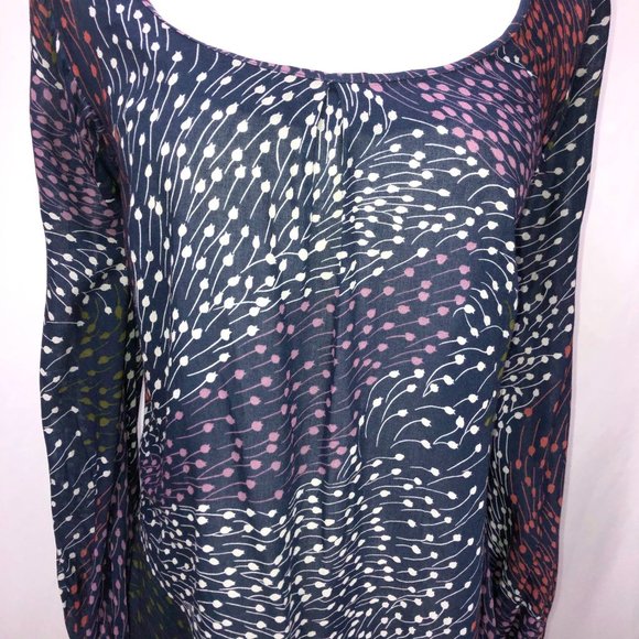 Anthropologie Leifsdottir Tie Back Tunic Blouse Light Long Sleeve Print Top - Picture 3 of 13
